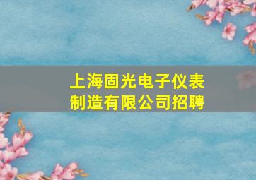 上海固光电子仪表制造有限公司招聘