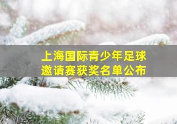 上海国际青少年足球邀请赛获奖名单公布