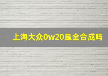 上海大众0w20是全合成吗