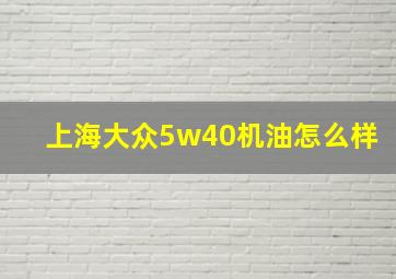 上海大众5w40机油怎么样