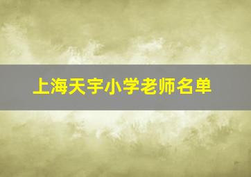 上海天宇小学老师名单