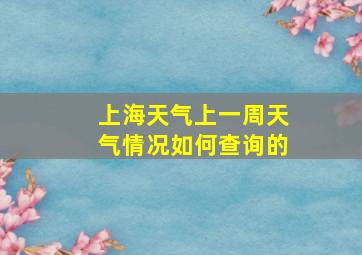 上海天气上一周天气情况如何查询的