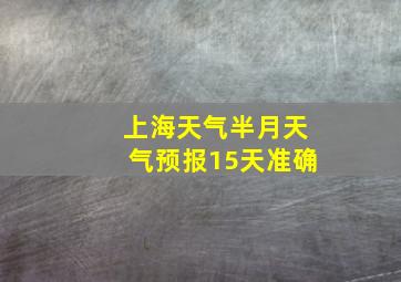 上海天气半月天气预报15天准确