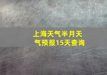 上海天气半月天气预报15天查询