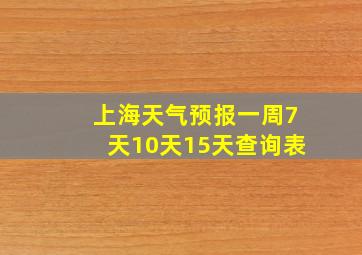 上海天气预报一周7天10天15天查询表