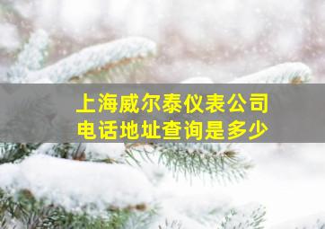 上海威尔泰仪表公司电话地址查询是多少