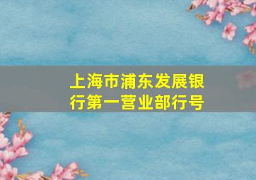 上海市浦东发展银行第一营业部行号