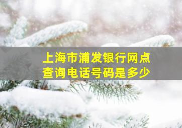 上海市浦发银行网点查询电话号码是多少