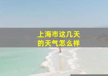 上海市这几天的天气怎么样