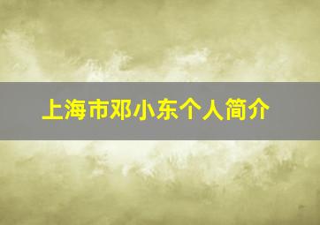 上海市邓小东个人简介