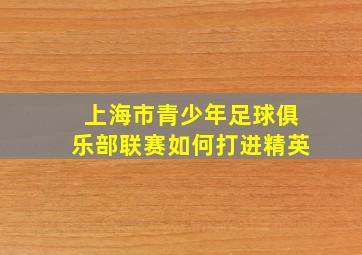 上海市青少年足球俱乐部联赛如何打进精英