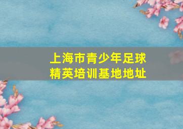 上海市青少年足球精英培训基地地址