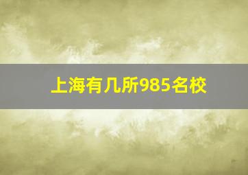 上海有几所985名校