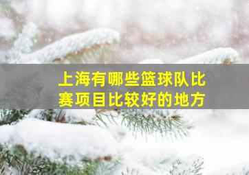 上海有哪些篮球队比赛项目比较好的地方