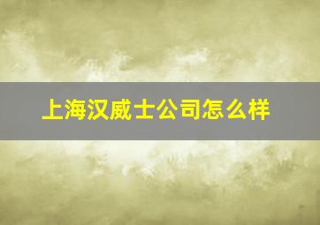 上海汉威士公司怎么样