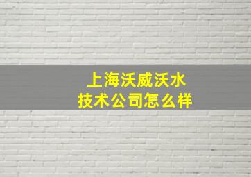 上海沃威沃水技术公司怎么样