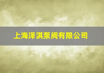 上海泽淇泵阀有限公司