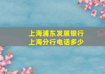 上海浦东发展银行上海分行电话多少