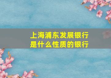 上海浦东发展银行是什么性质的银行