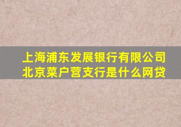 上海浦东发展银行有限公司北京菜户营支行是什么网贷