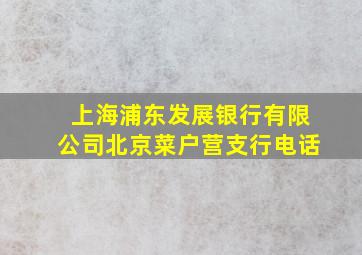 上海浦东发展银行有限公司北京菜户营支行电话