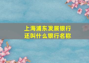 上海浦东发展银行还叫什么银行名称