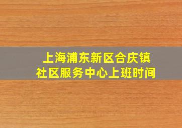 上海浦东新区合庆镇社区服务中心上班时间