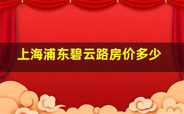 上海浦东碧云路房价多少