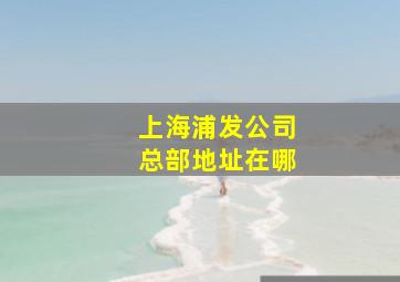 上海浦发公司总部地址在哪