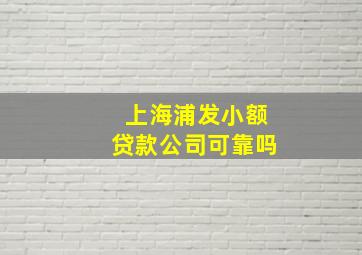 上海浦发小额贷款公司可靠吗