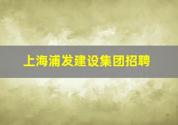 上海浦发建设集团招聘