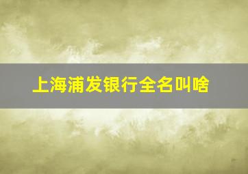 上海浦发银行全名叫啥