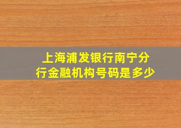 上海浦发银行南宁分行金融机构号码是多少