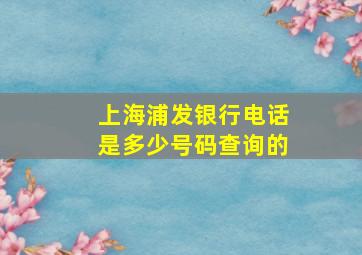 上海浦发银行电话是多少号码查询的