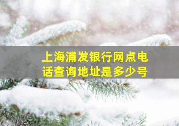 上海浦发银行网点电话查询地址是多少号