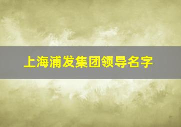 上海浦发集团领导名字