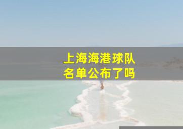 上海海港球队名单公布了吗