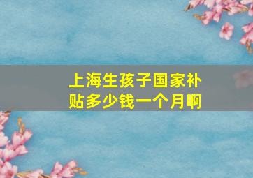 上海生孩子国家补贴多少钱一个月啊