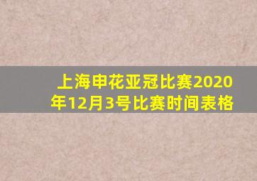 上海申花亚冠比赛2020年12月3号比赛时间表格