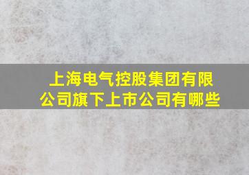 上海电气控股集团有限公司旗下上市公司有哪些