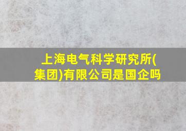 上海电气科学研究所(集团)有限公司是国企吗