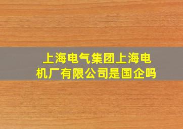 上海电气集团上海电机厂有限公司是国企吗