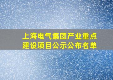 上海电气集团产业重点建设项目公示公布名单