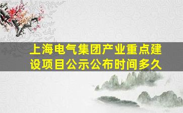 上海电气集团产业重点建设项目公示公布时间多久