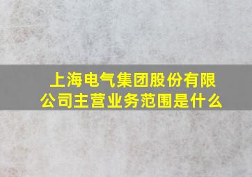 上海电气集团股份有限公司主营业务范围是什么