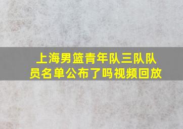 上海男篮青年队三队队员名单公布了吗视频回放