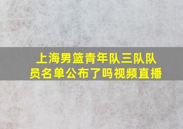 上海男篮青年队三队队员名单公布了吗视频直播