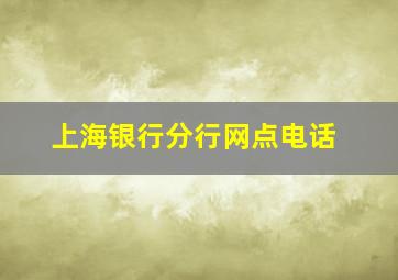 上海银行分行网点电话