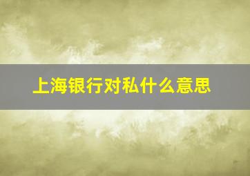 上海银行对私什么意思