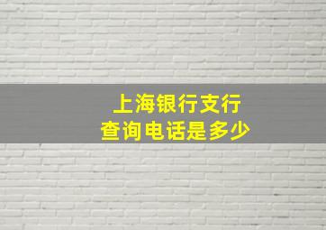 上海银行支行查询电话是多少